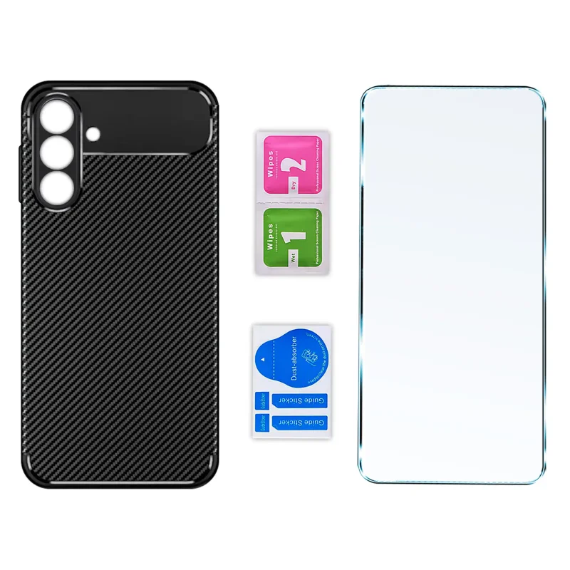 Etui carbon do Samsung Galaxy A27 5G ze szkłem 9H i zestawem montażowym