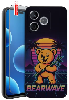 Etui do Honor 600 Lite różne wzory z misiem ze szkłem