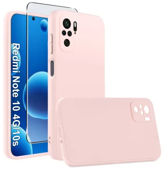 Etui do Xiaomi Redmi Note 10 / 10s pudrowy róż matowe ze szkłem