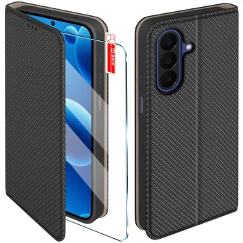 Etui do Samsung Galaxy A27 5G czarne zamykane ze szkłem