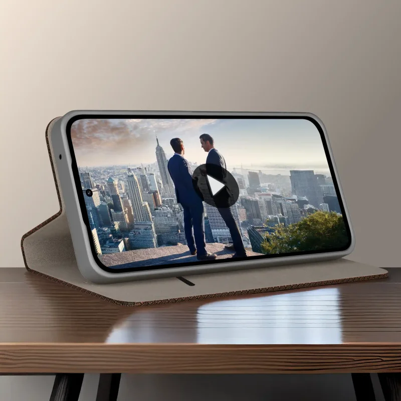 Futerał z klapką do Samsung Galaxy A27 5G czerwony z funkcją podstawki umożliwiającą wygodne oglądanie filmów w pozycji poziomej