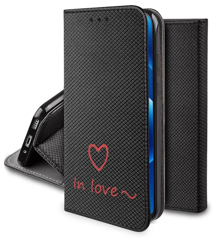 Etui walentynkowe z klapką do Motorola Edge 70 Fusion z sercem i napisem In love