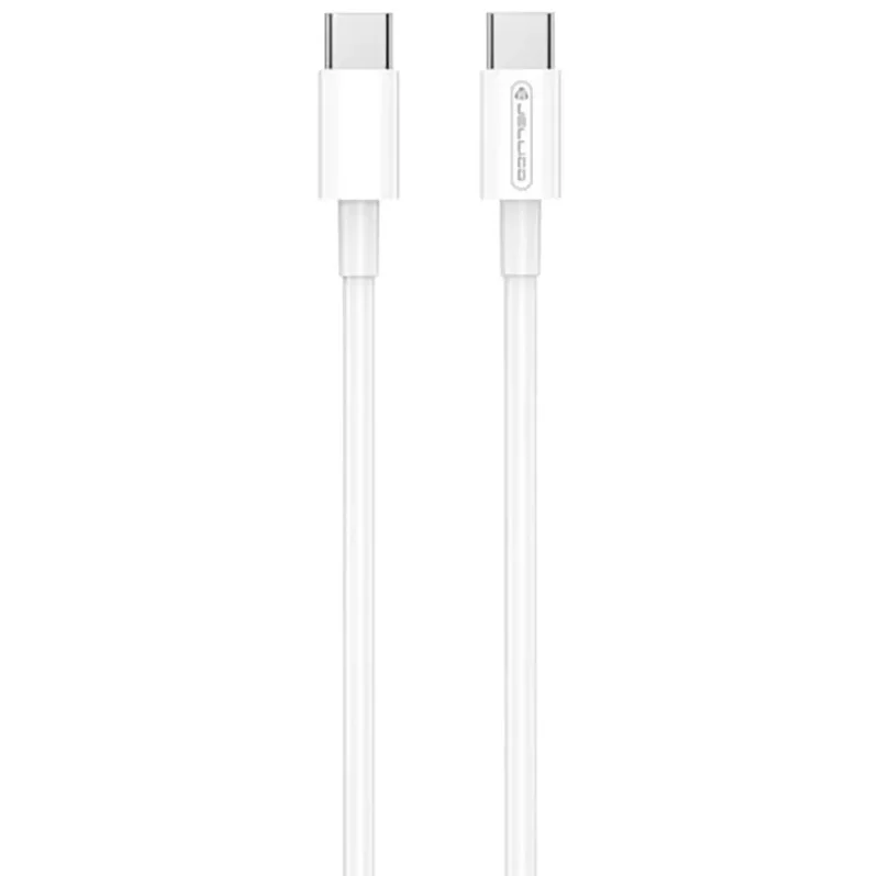 Kabel USB-C do USB-C JELLICO w kolorze białym dołączony do ładowarki sieciowej 45W