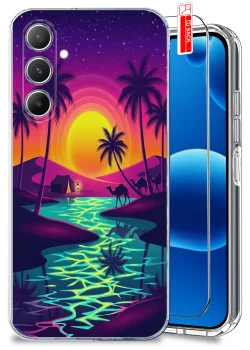 Etui do Samsung Galaxy A05s przezroczyste różne wzory wakacyjne ze szkłem