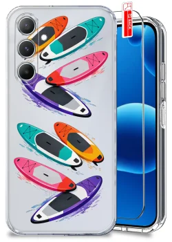 Etui do Samsung Galaxy A14 5G przezroczyste różne wzory wakacyjne ze szkłem