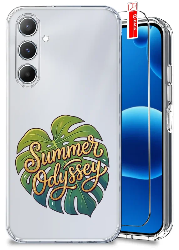 Przezroczyste etui wakacyjne do Samsung Galaxy A16 5G z nadrukiem Summer Odyssey na zielonym liściu