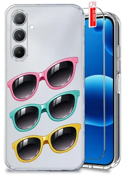 Etui do Samsung Galaxy A34 5G przezroczyste różne wzory wakacyjne ze szkłem