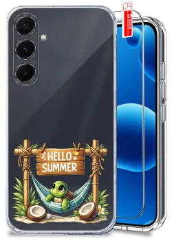 Etui do Samsung Galaxy A55 5G przezroczyste różne wzory wakacyjne ze szkłem