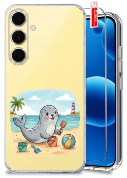 Etui do Samsung Galaxy S24 FE przezroczyste różne wzory wakacyjne ze szkłem