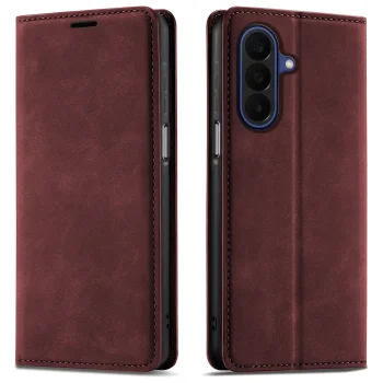Etui do Samsung Galaxy A27 5G z klapką skórzane Velvet bordowe ze szkłem