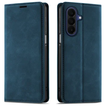 Etui do Samsung Galaxy A27 5G z klapką skórzane Velvet granatowe ze szkłem
