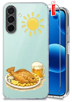 Etui do Samsung Galaxy A26 5G przezroczyste różne wzory wakacyjne ze szkłem