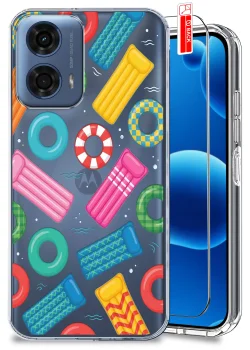 Etui do Motorola Moto G24 / G24 Power / G04 / E14 przezroczyste różne wzory wakacyjne ze szkłem