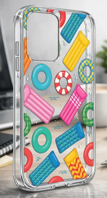 Etui na lato do Motorola Moto G24 / G24 Power / G04 / E14 z nadrukiem dmuchanych materacy, kół ratunkowych i wakacyjnych akcesoriów