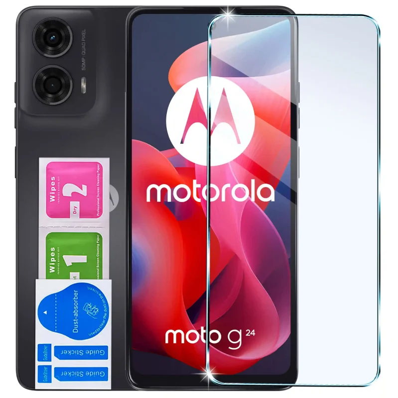 Szkło hartowane 9H do Motorola Moto G24 / G24 Power / G04 / E14 z zestawem do montażu
