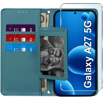 Etui do Samsung Galaxy A27 5G z klapką z zapięciem niebieskie ze szkłem