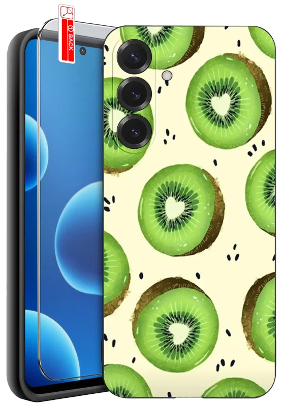 Etui z owocami do Samsung Galaxy A27 5G z nadrukiem zielonego kiwi oraz szkłem hartowanym 9H w zestawie