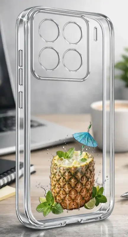 Etui na lato do Xiaomi 15 z tropikalnym wzorem ananasa, parasolki i limonki nanoszonym na przezroczystą obudowę