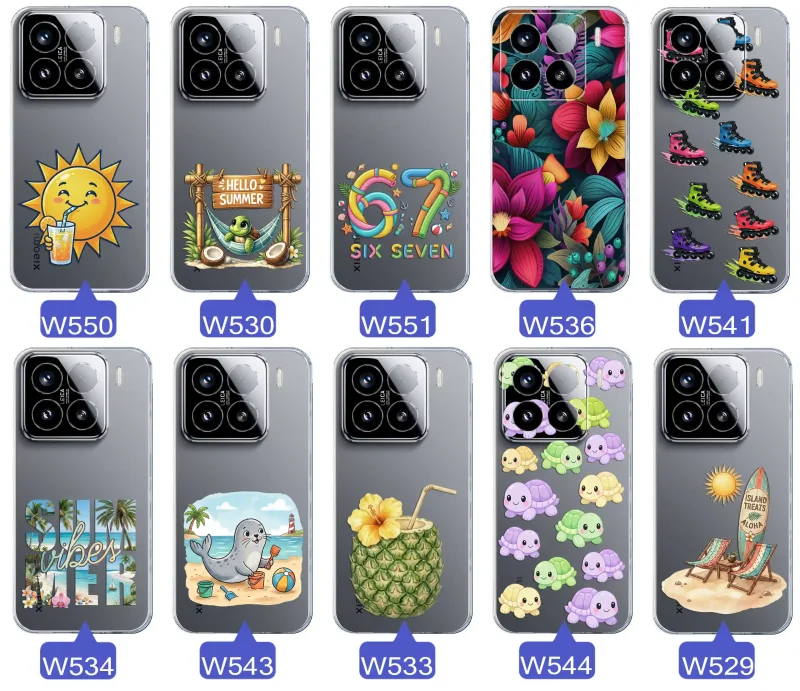Kolekcja letnich wzorów etui do Motorola Xiaomi 15 z motywami słońca, żółwia, six seven, tropikalnych kwiatów, rolek, plaży i kokosa