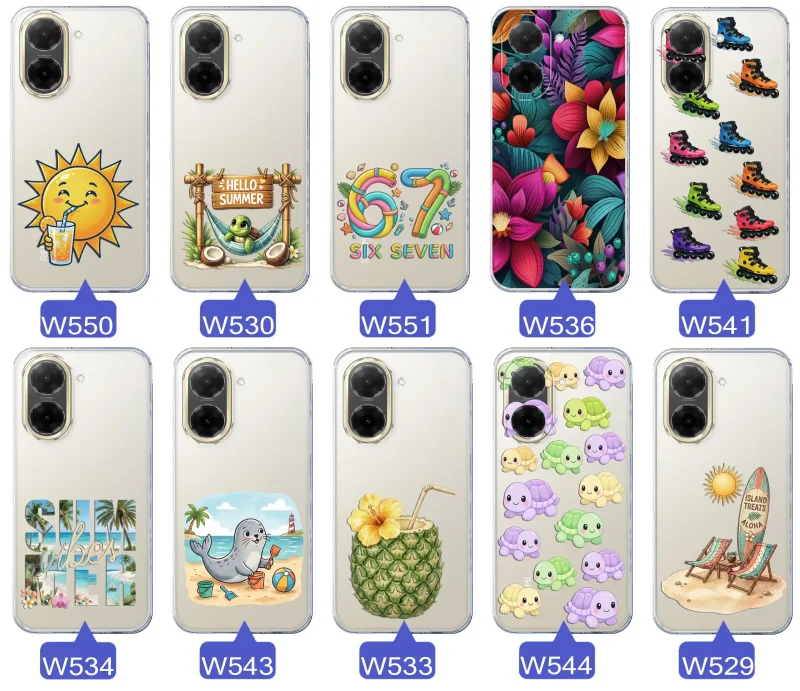 Kolekcja letnich wzorów etui do Xiaomi Redmi A5 z motywami słońca, żółwia, six seven, tropikalnych kwiatów, rolek, plaży i kokosa