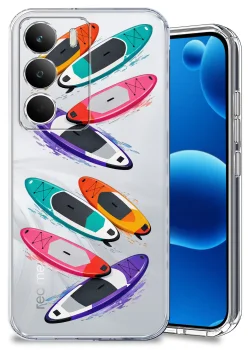 Etui do Realme C71 przezroczyste różne wzory wakacyjne ze szkłem