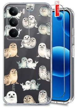Etui do Realme C75 przezroczyste różne wzory wakacyjne ze szkłem