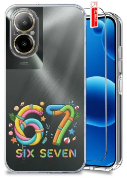 Etui do Realme C67 4G przezroczyste różne wzory wakacyjne ze szkłem