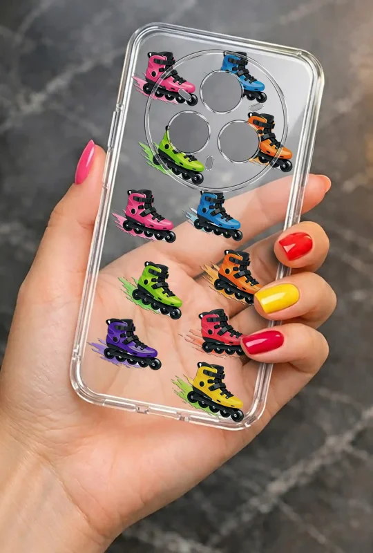 Przezroczyste etui letnie do Realme 14 Pro+ Plus 5G z nadrukiem kolorowych rolek, prezentowane w dłoni