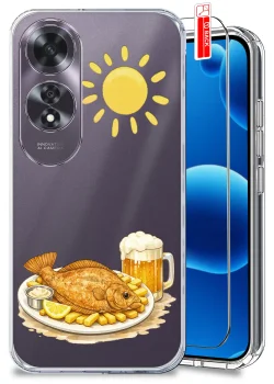 Etui do Oppo A60 4G przezroczyste różne wzory wakacyjne ze szkłem