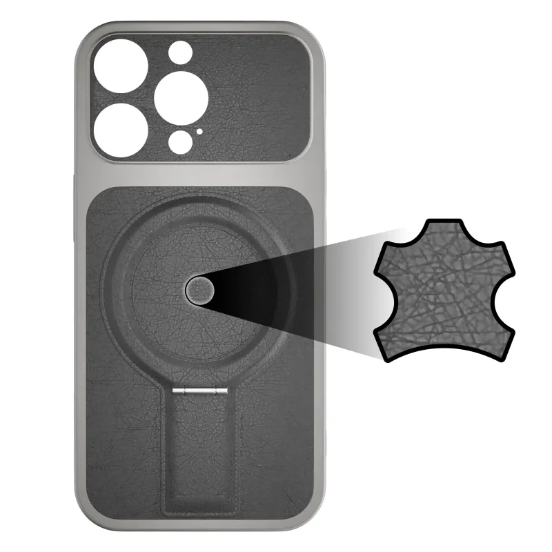 Skórzane wykończenie plecków szarym etui MagSafe do iPhone 14 Pro
