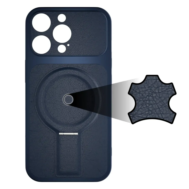 Skórzane wykończenie plecków granatowym etui MagSafe do iPhone 14 Pro