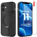Etui do iPhone 11 Magsafe skórzane czarne ze szkłem