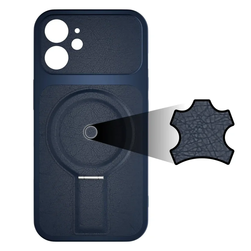 Granatowe skórzane wykończenie plecków etui MagSafe do iPhone 12