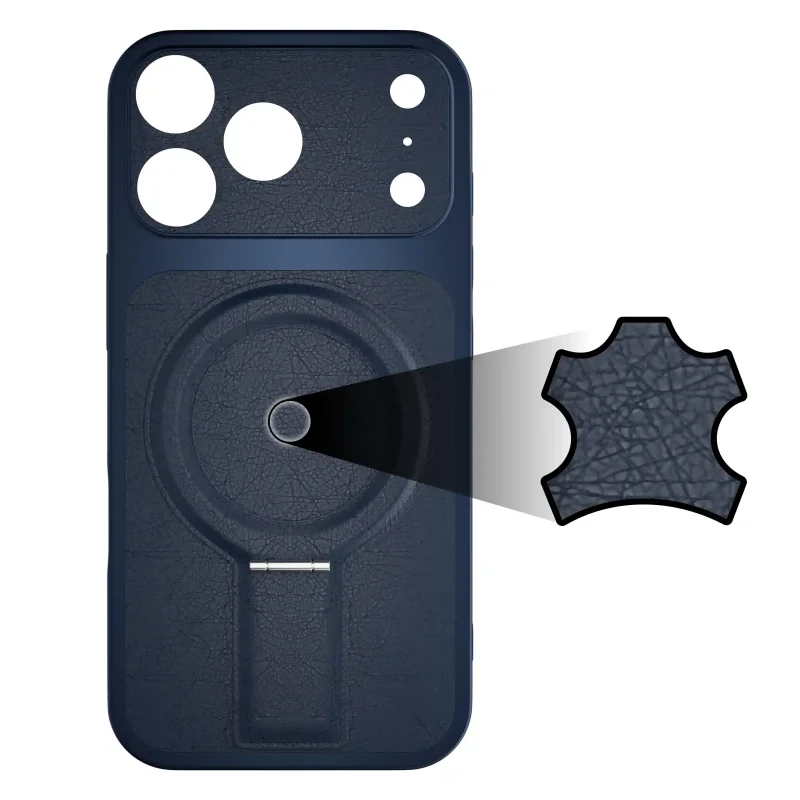 Granatowe skórzane wykończenie plecków etui MagSafe do iPhone 17 Pro Max