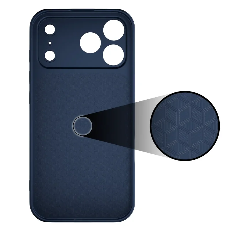 Wewnętrzna strona granatowego etui MagSafe do iPhone 17 Pro z fakturowaną powierzchnią