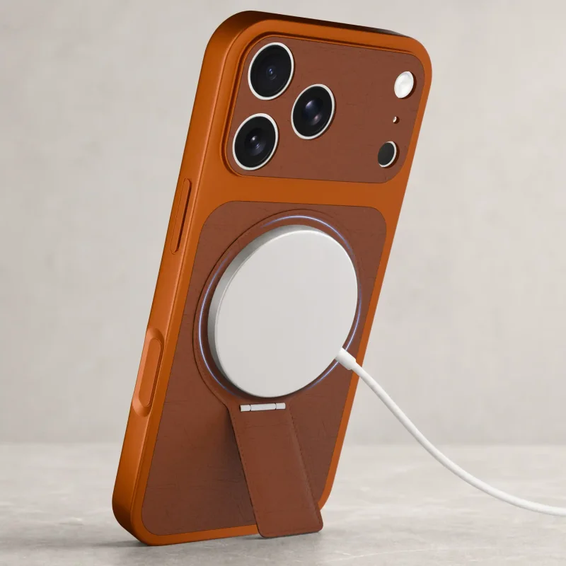 Pomarańczowe etui MagSafe do iPhone 17 Pro kompatybilne z ładowarką indukcyjną