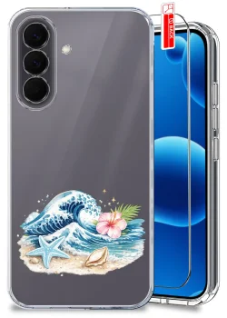 Etui do Samsung Galaxy A57 5G przezroczyste różne wzory wakacyjne ze szkłem