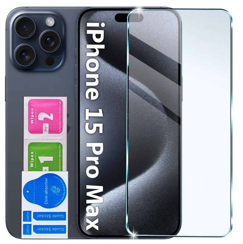 Szkło hartowane 9H do iPhone 15 Pro Max z zestawem do montażu