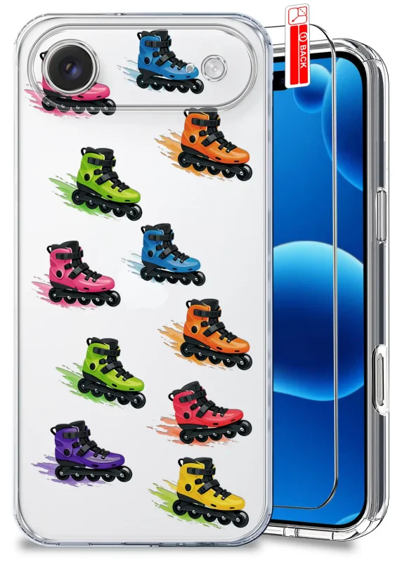 Przezroczyste etui wakacyjne do iPhone Air z nadrukiem kolorowych rolek i szkłem hartowanym w zestawie