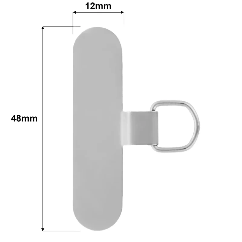Wymiary srebrnej wkładki do smyczy 48 × 12 mm