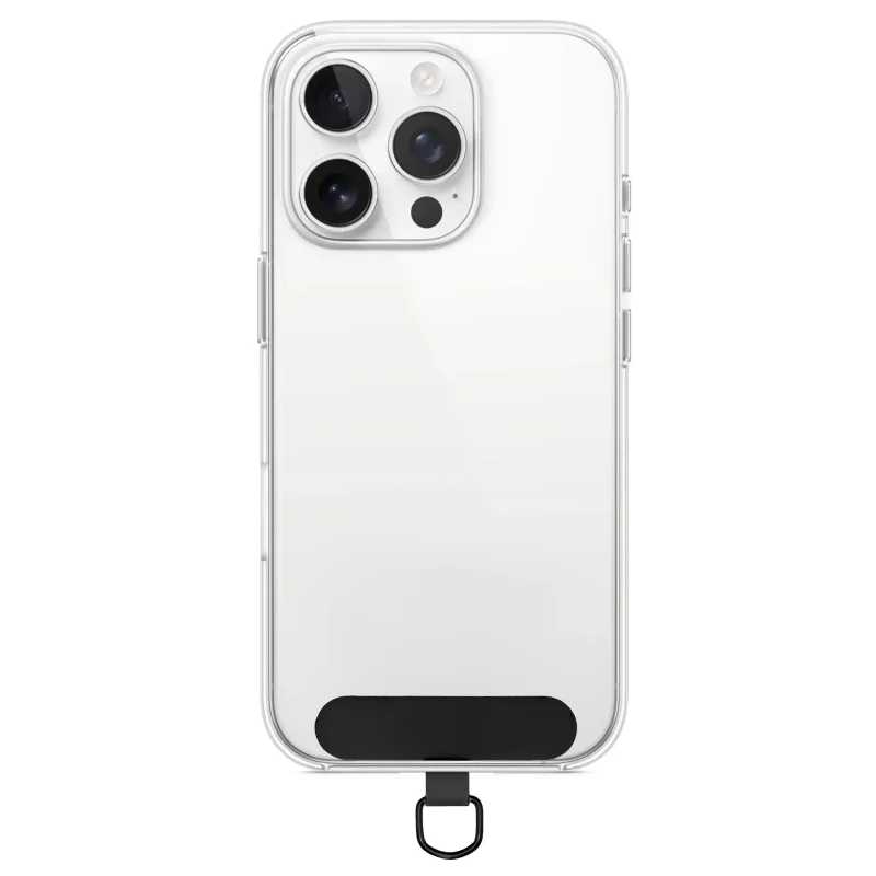 Przezroczyste etui z czarną wkładką do smyczy na telefon