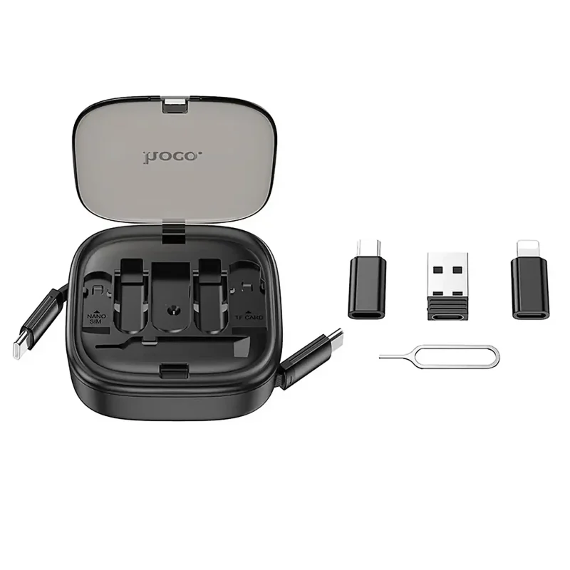 Otwarty zestaw Hoco U140 z końcówkami USB-A, USB-C, Micro USB i Lightning