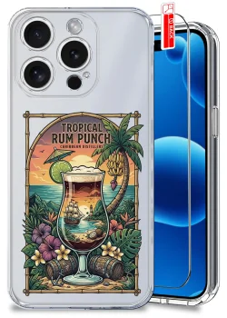 Etui do iPhone 16 Pro Max przezroczyste różne wzory wakacyjne ze szkłem