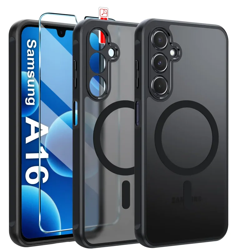 Zestaw czarnego etui MagSafe Matt i szkła 9H do Samsung Galaxy A16 5G