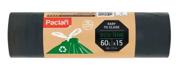 Worki na śmieci Eco Line z taśmą 60l 15 sztuk Paclan