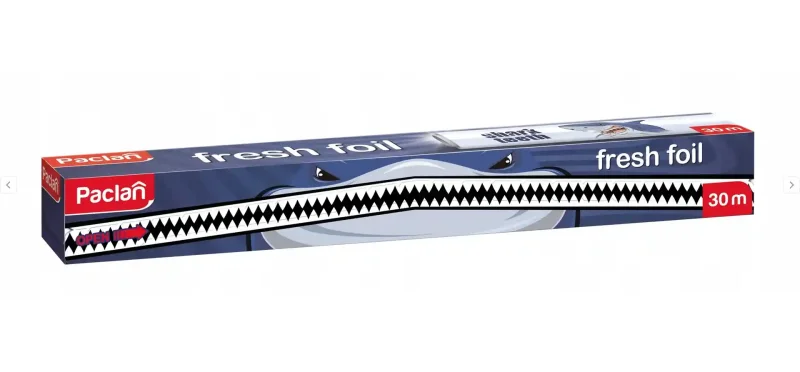Opakowanie folii spożywczej Paclan Shark Teeth 30 m z ząbkowaną krawędzią do odcinania