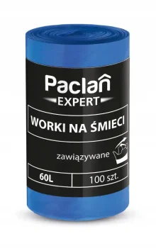 Worki na śmieci wiązane Paclan Expert 60l 100 sztuk