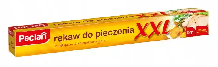Rękaw do pieczenia XXL z klipsami 5m x 35cm żaroodporny Paclan opakowanie produktu