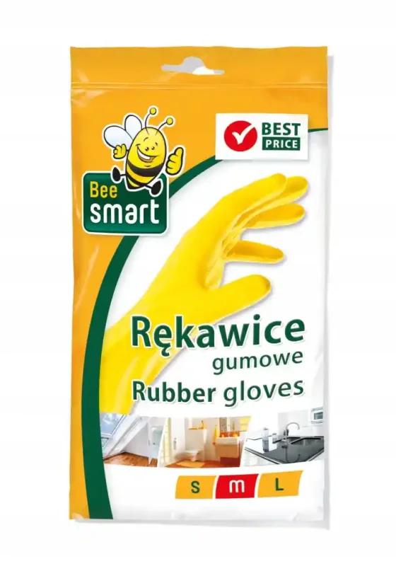 Rękawice gumowe ochronne Bee Smart żółte rozmiar M w opakowaniu