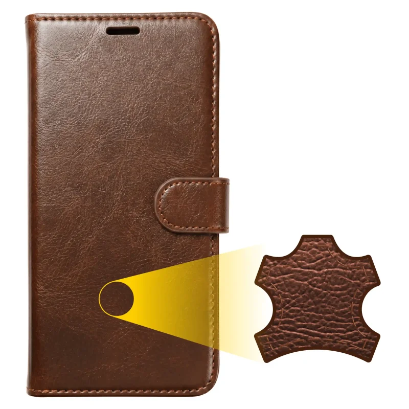 Skórzane brązowe etui zamykane do Samsung Galaxy A16 5G z języczkiem